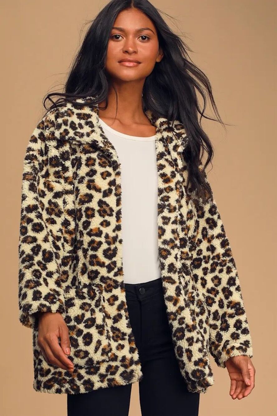 NWT Z Supply The Leopard Sherpa Teddy Bear Coat Size Large